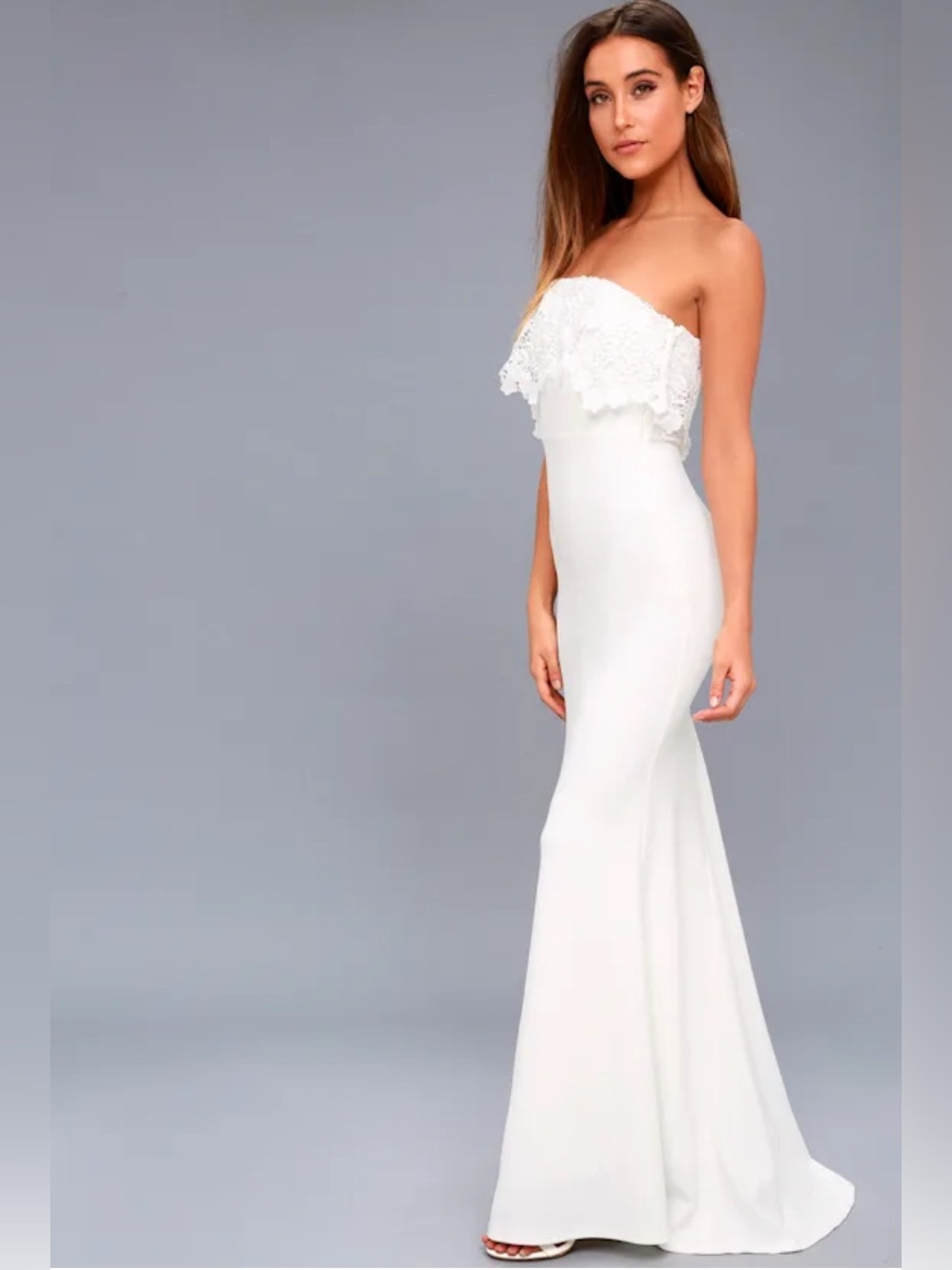 Lulus Birdy White Lace Maxi Dress